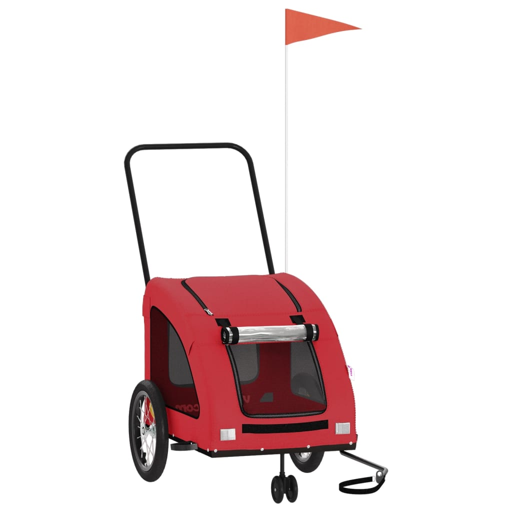 Vidaxl hondenfietstrailer oxford stof en ijzer rood