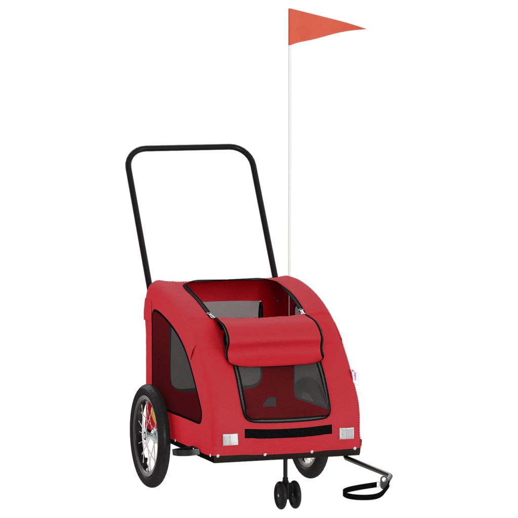 Vidaxl hondenfietstrailer oxford stof en ijzer rood