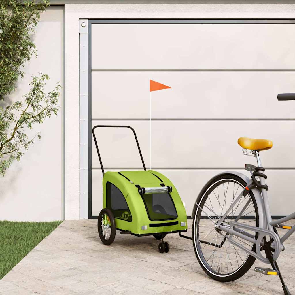Vidaxl Dog Bike Trailer Oxford stof og jerngrøn