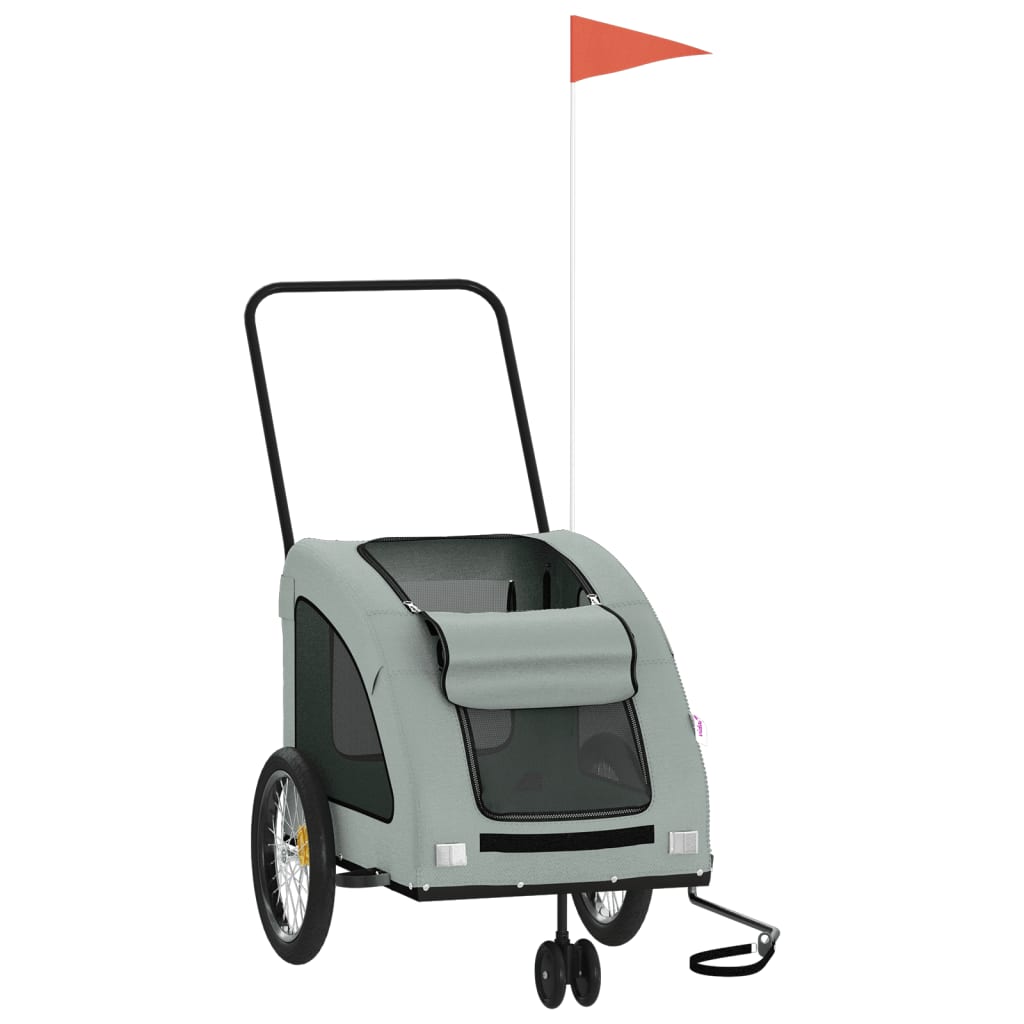 Vidaxl Dog Bike Trailer Oxford stof og jerngrå