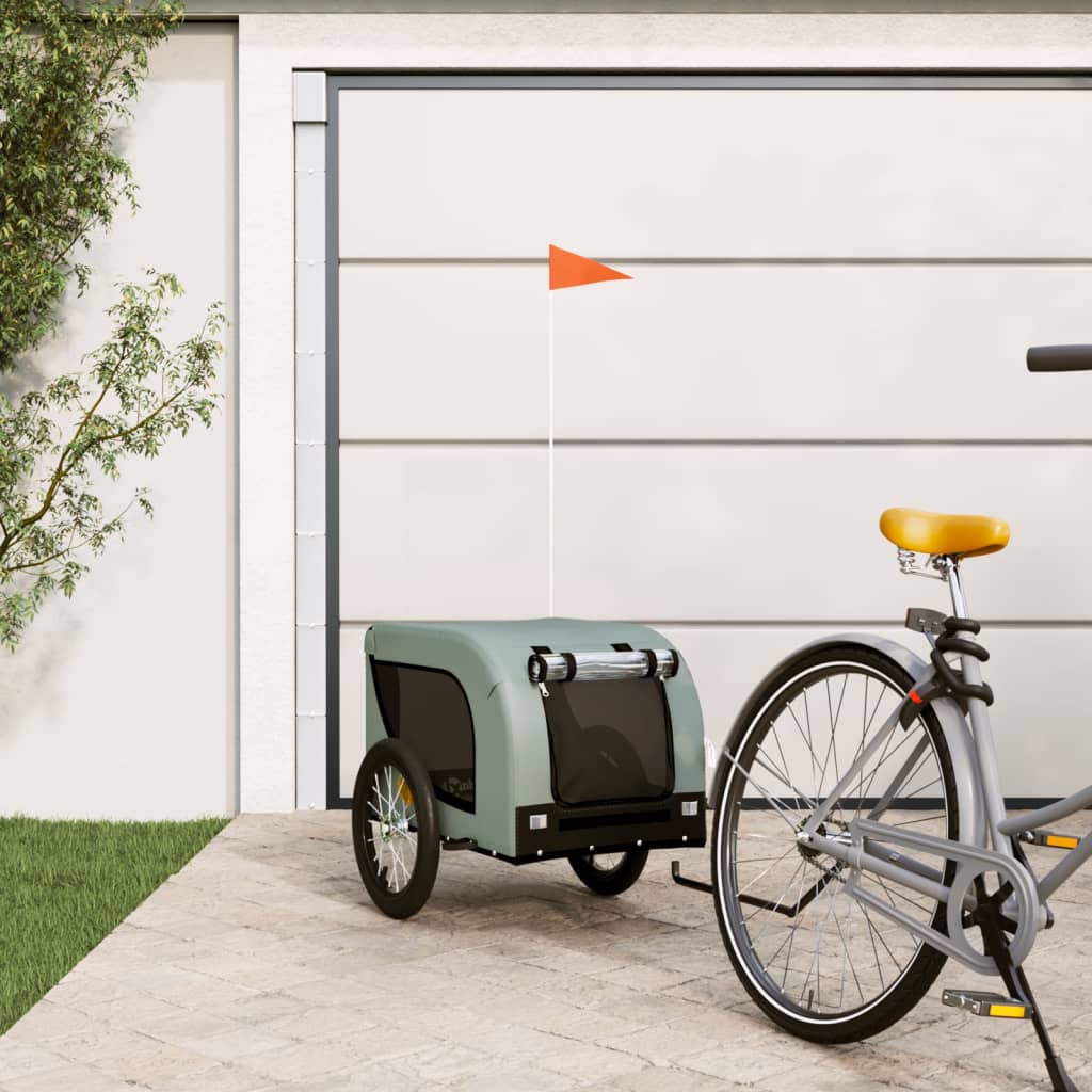 Vidaxl Dog Bike Trailer Oxford stof og jerngrå og sort