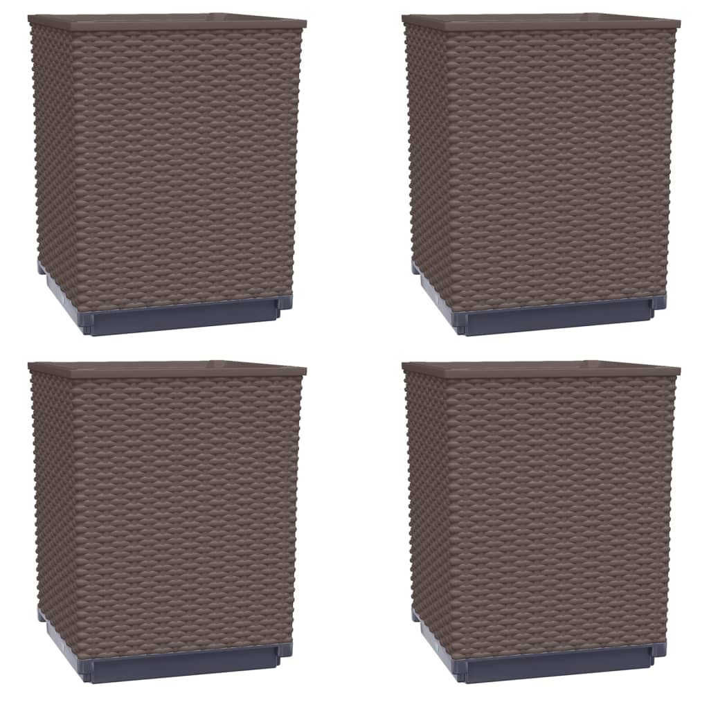 Vidaxl plantenbakken 4 st 30x30x37 cm polypropeen bruin