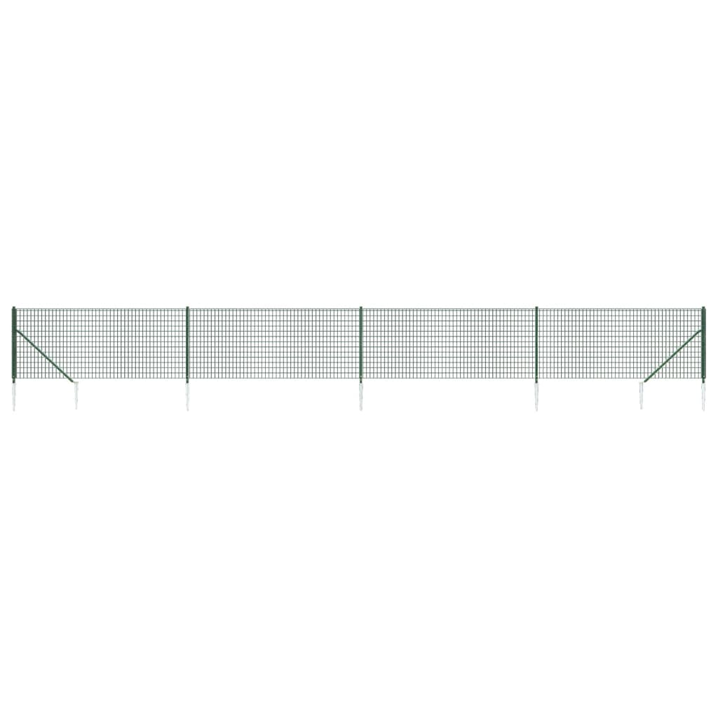 VIDAXXL Wire Mesh hegn med malede ankre 0,8x10 m grøn
