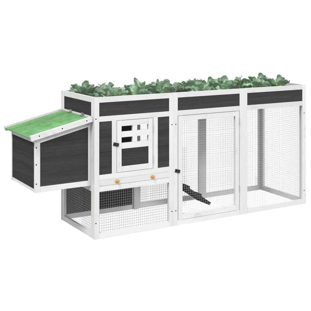 Vidaxl Chicken Coop 204x50x84 cm Solid fyrretræ grå