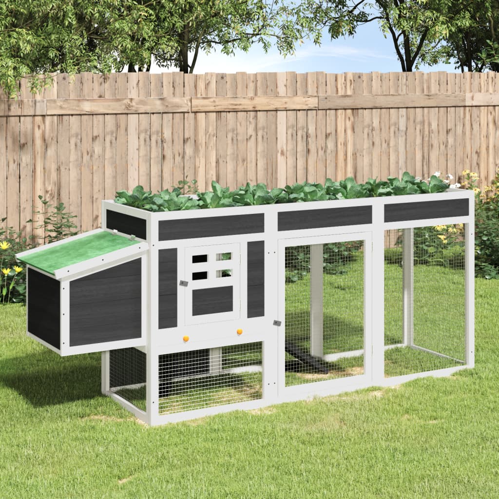 Vidaxl Chicken Coop 204x50x84 cm Solid fyrretræ grå