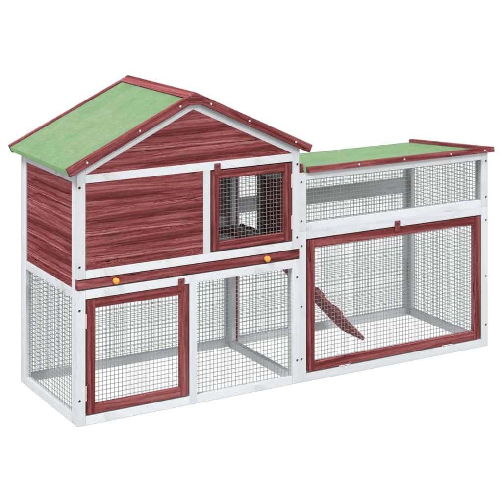 Vidaxxl Rabbit Hutch 185.5x60.5x109.5 cm Fast fyrretræ Mokka farvet
