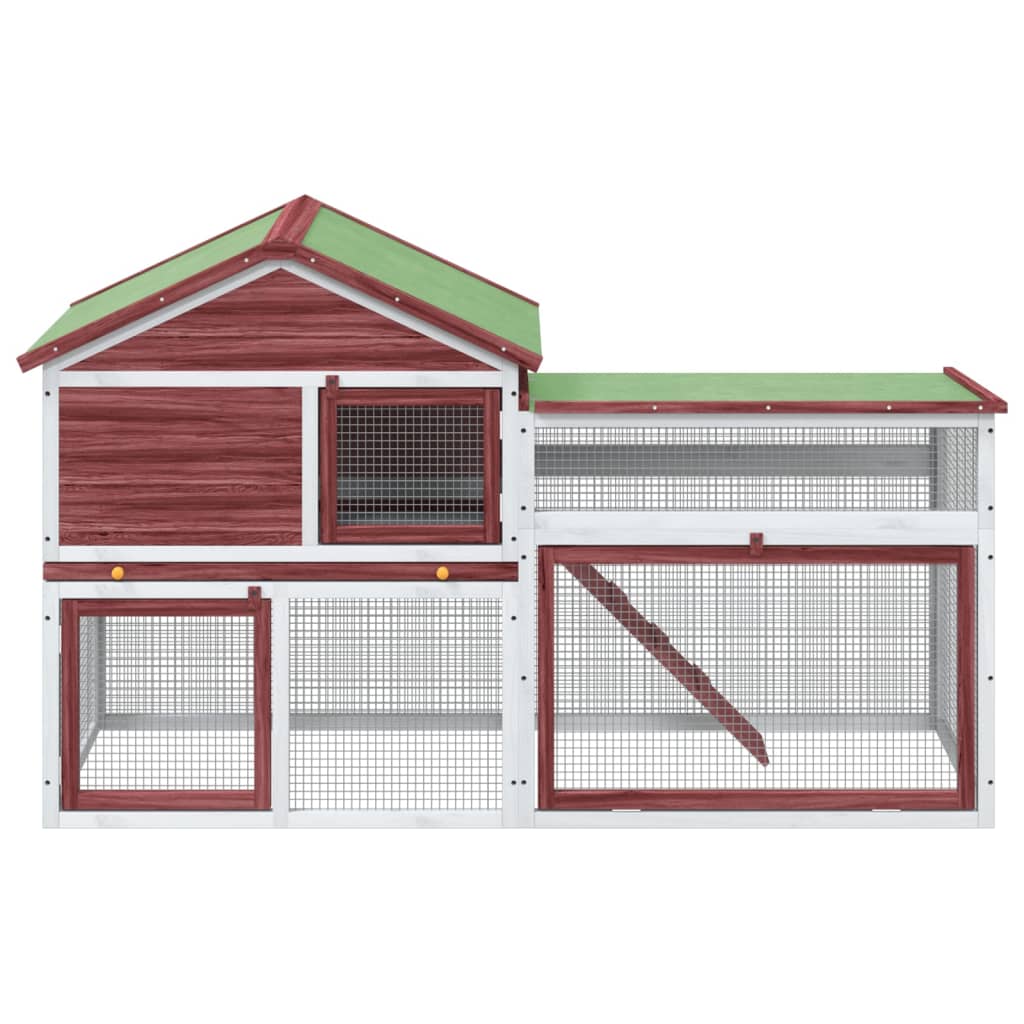 Vidaxxl Rabbit Hutch 185.5x60.5x109.5 cm Fast fyrretræ Mokka farvet