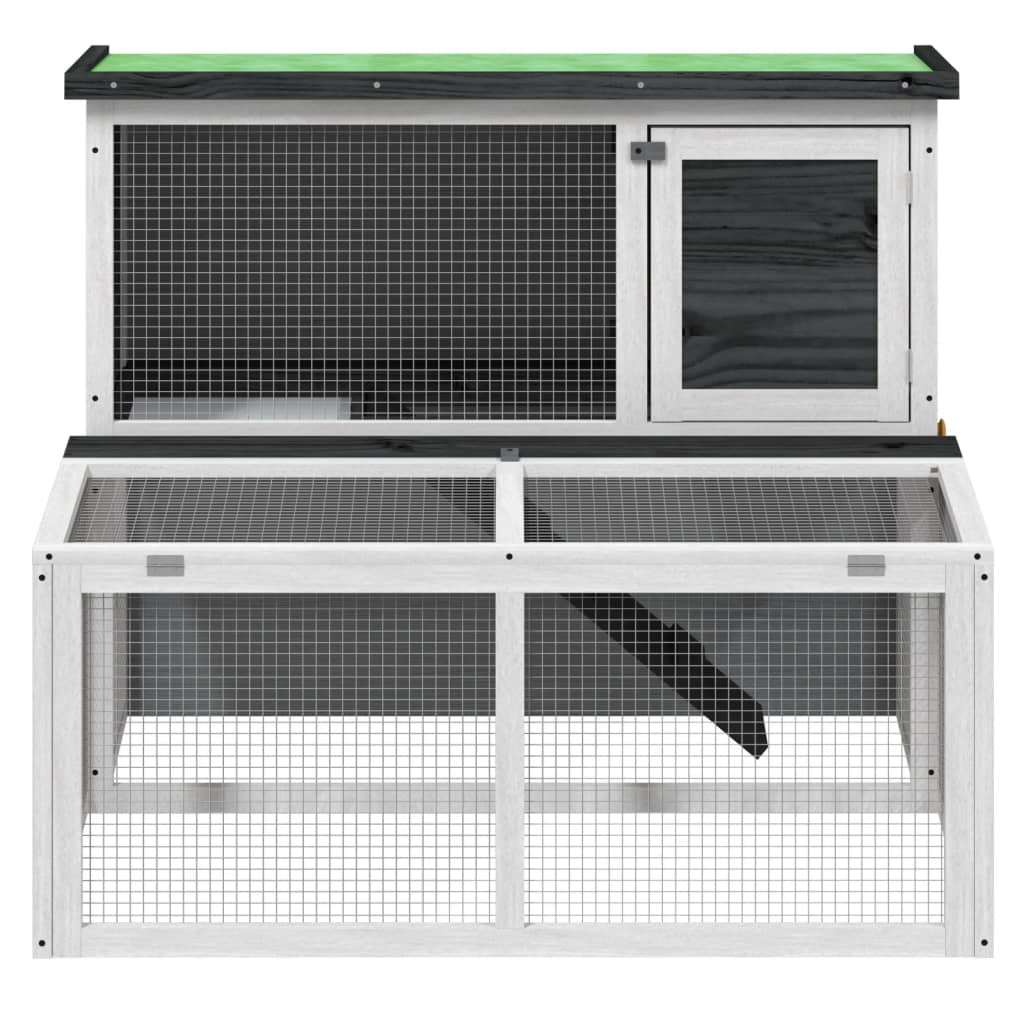 Vidaxxl Rabbit Hutch 102x90x84,5 cm Solid fyrretræ grå