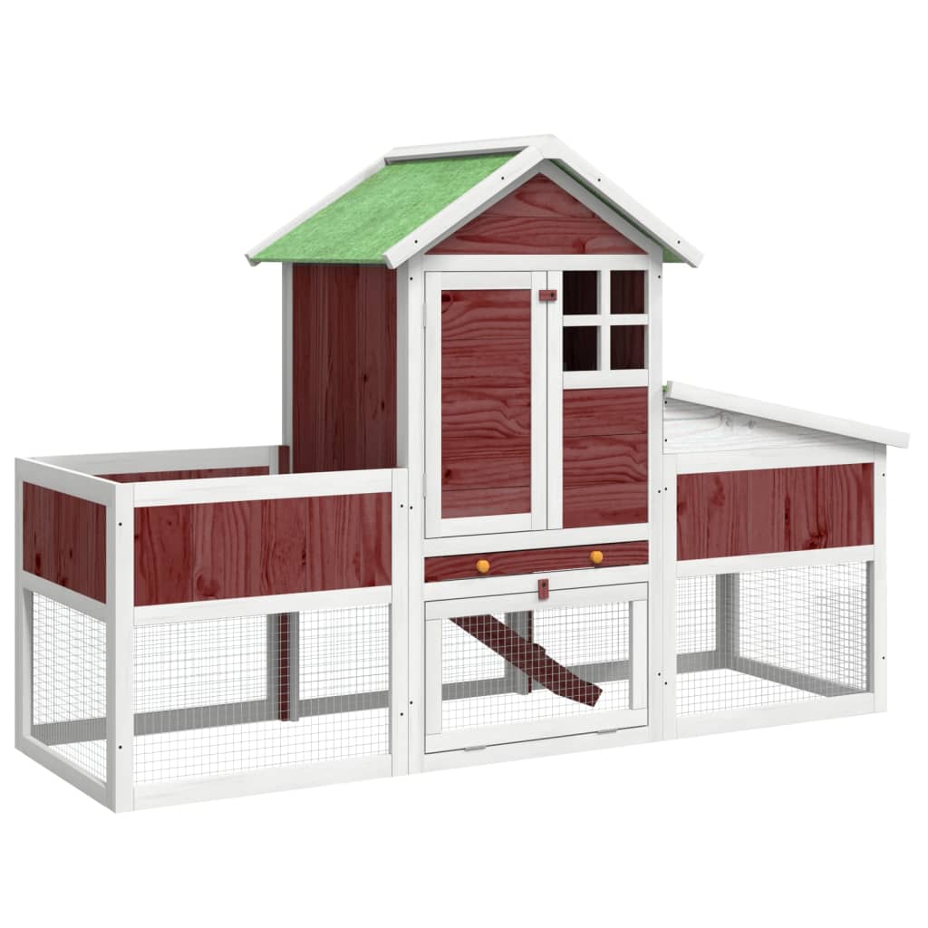 Vidaxxl Rabbit Hutch 170x63x113 cm Solid fyrretræ Mokka farvet