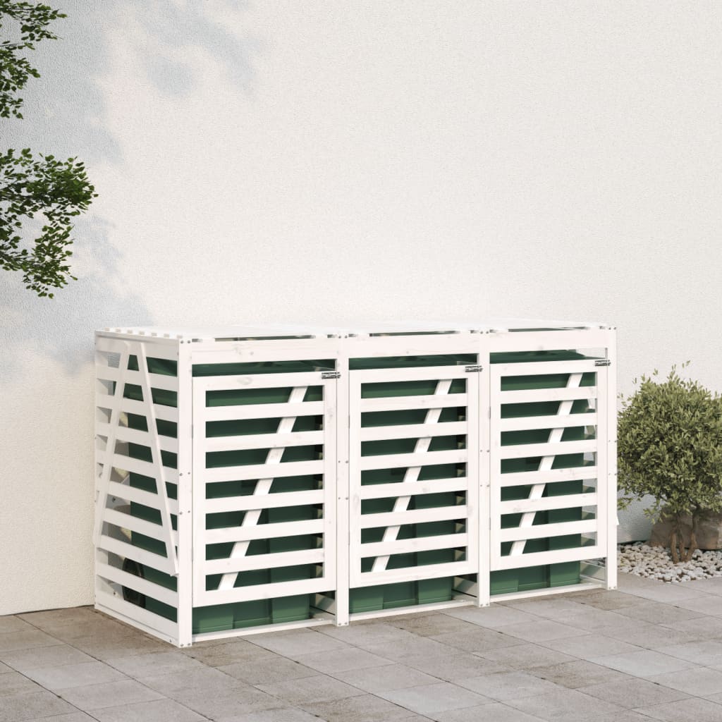 Vidaxl containeropbevaring Triple Solid Pine Wood White