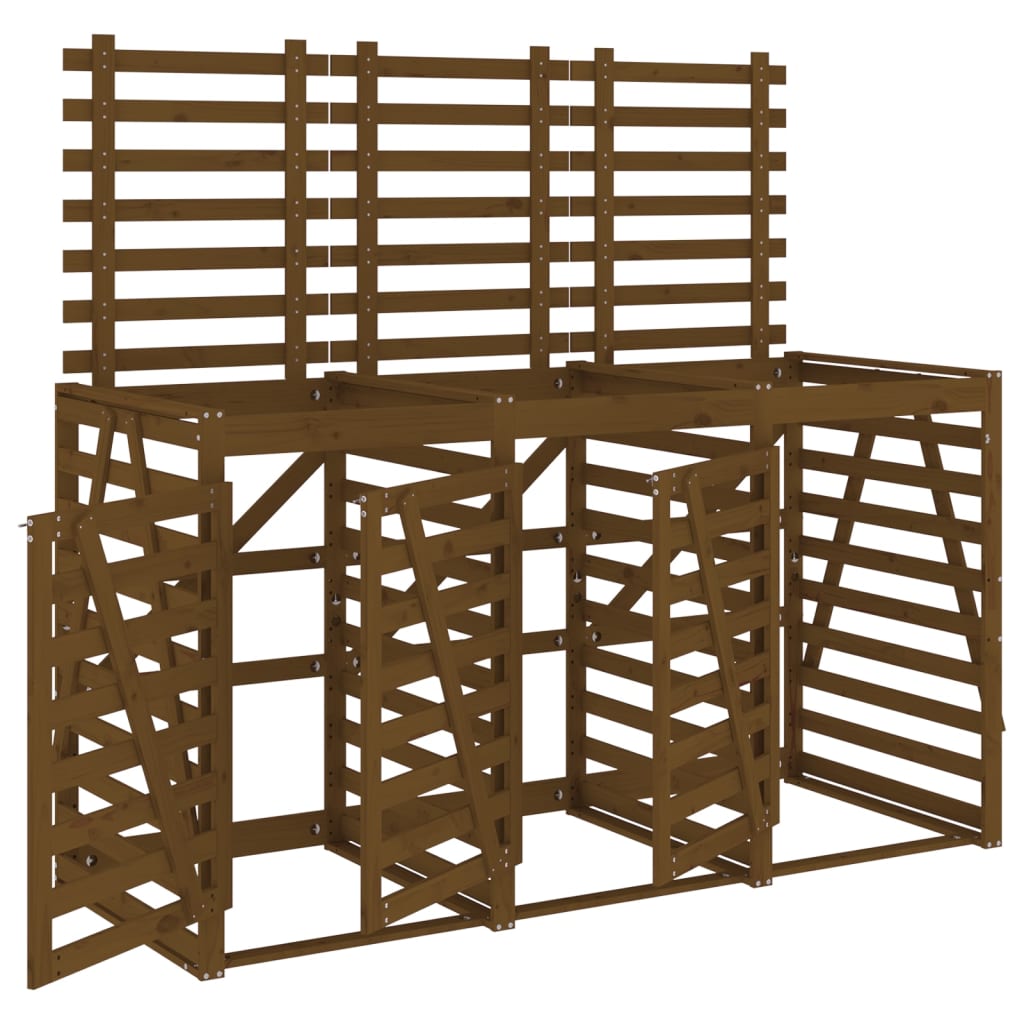 Vidaxl containeropbevaring Triple Solid Pine Wood Honey Brown
