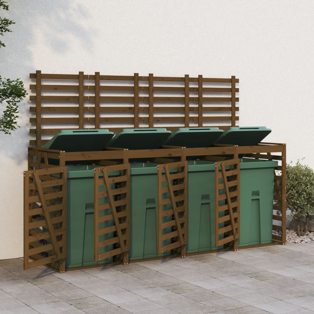 Vidaxl container opbevaring firedoblet solid fyrretræ honning brun