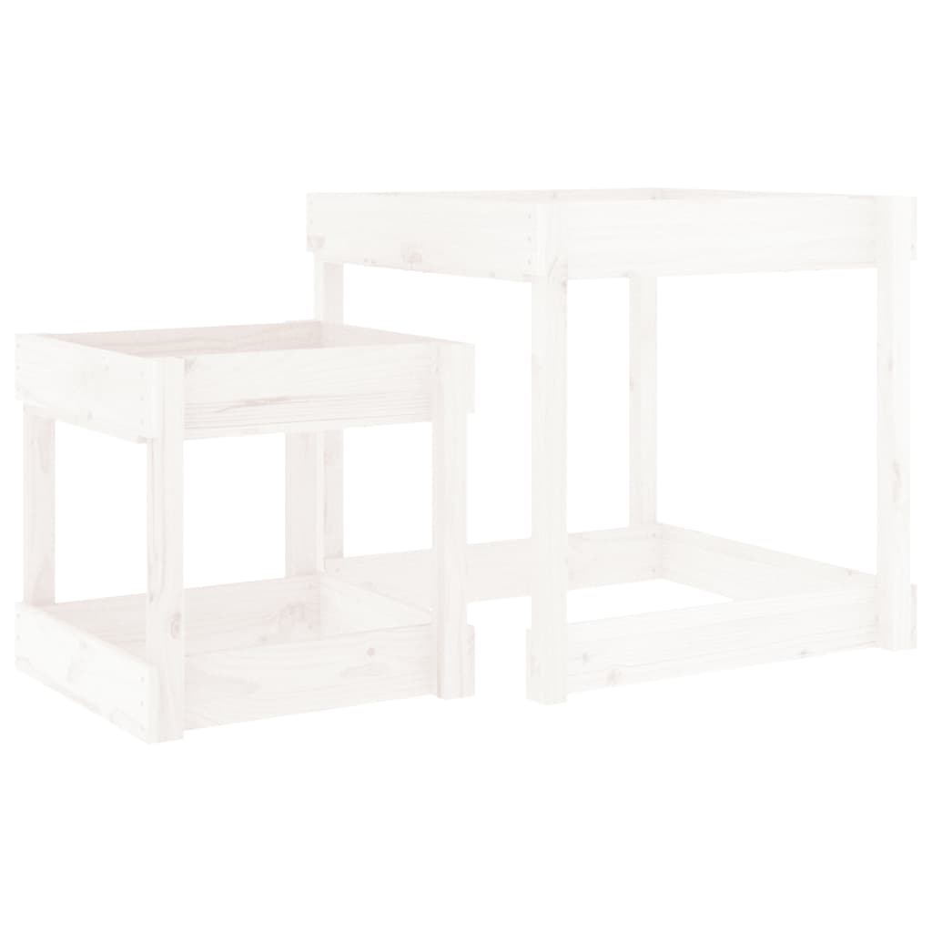 Vidaxl Sand Tabeller 2 Pcs Solid Pine Wood White