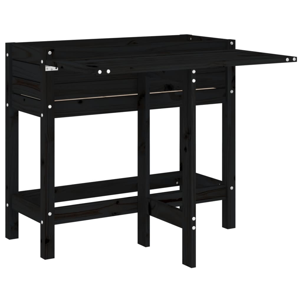 Vidaxx Planter med foldbord Top Solid Pine Wood Black