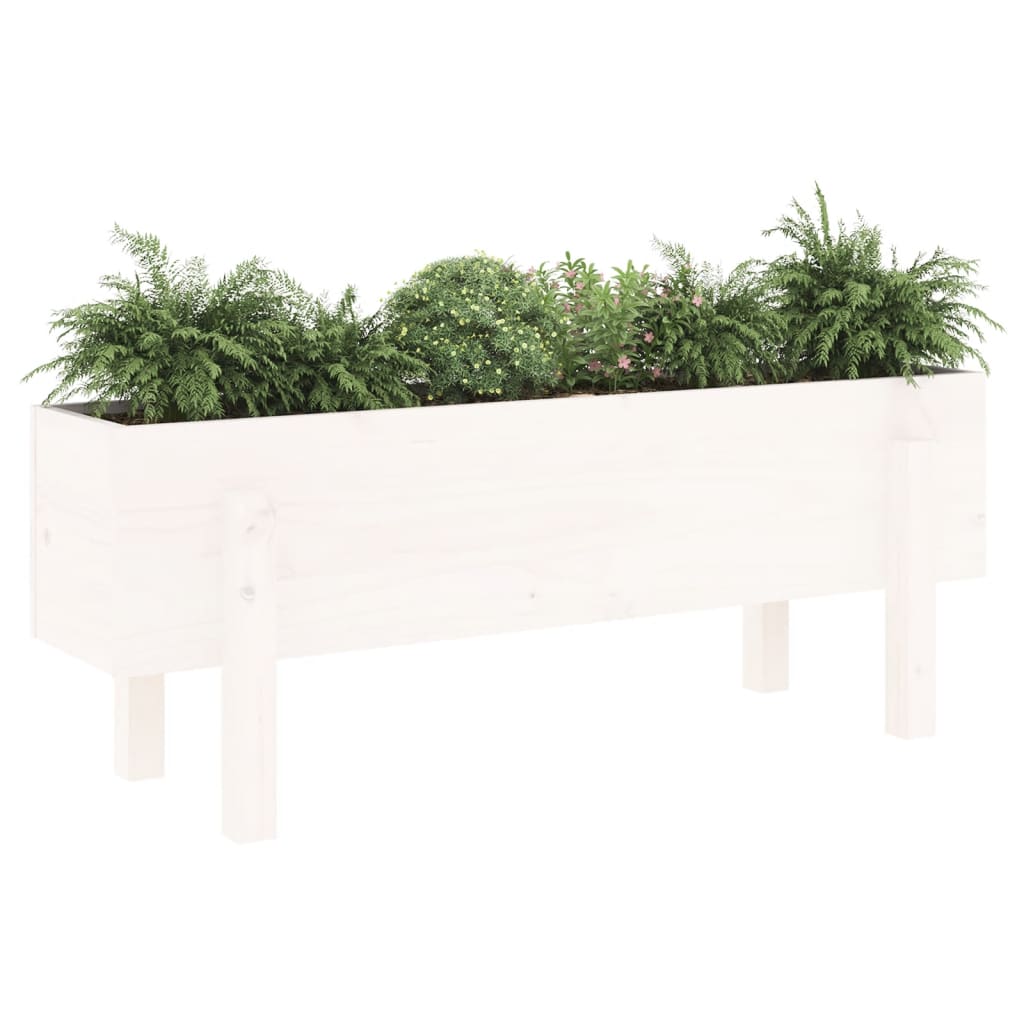 Vidaxl plantenbak verhoogd 101x30x38 cm massief grenenhout wit