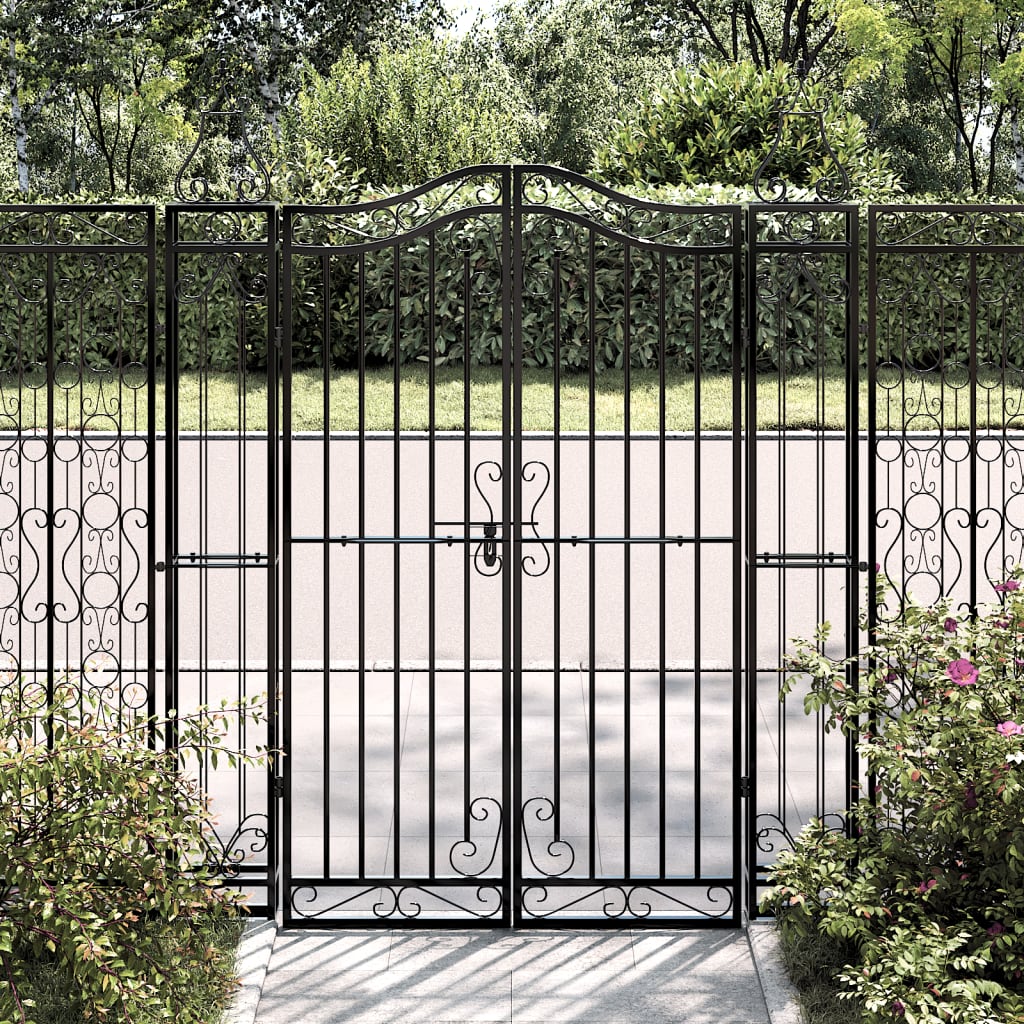 Vidaxl poort 121x8x150 cm smeedijzer zwart