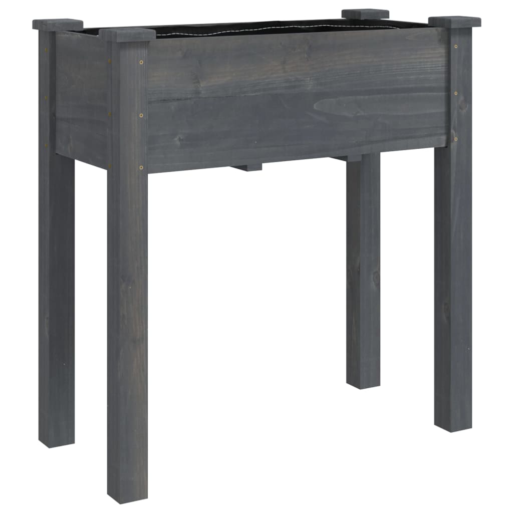 Vidaxx plantekasse med foring 71x37x76 cm massiv fyrretræ grå
