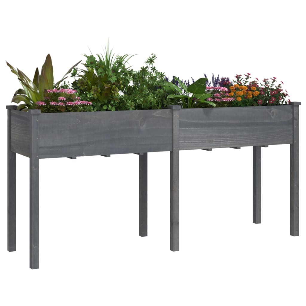 Vidaxl plantenbak met voering 161x45x76 cm massief vurenhout grijs