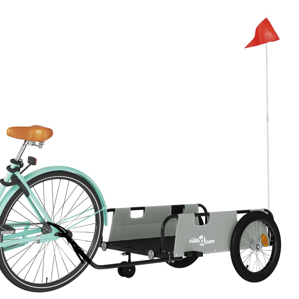 Vidaxl fietstrailer oxford stof en ijzer grijs en zwart
