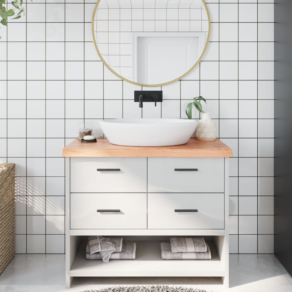 Vidaxx Washbasin Top 100x60x (2-6) cm behandlet solid træ lysebrun