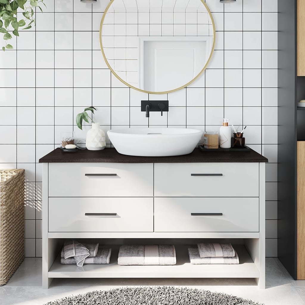 Vidaxx Washbasin Top 100x40x2 cm behandlet massivt træ mørkebrun