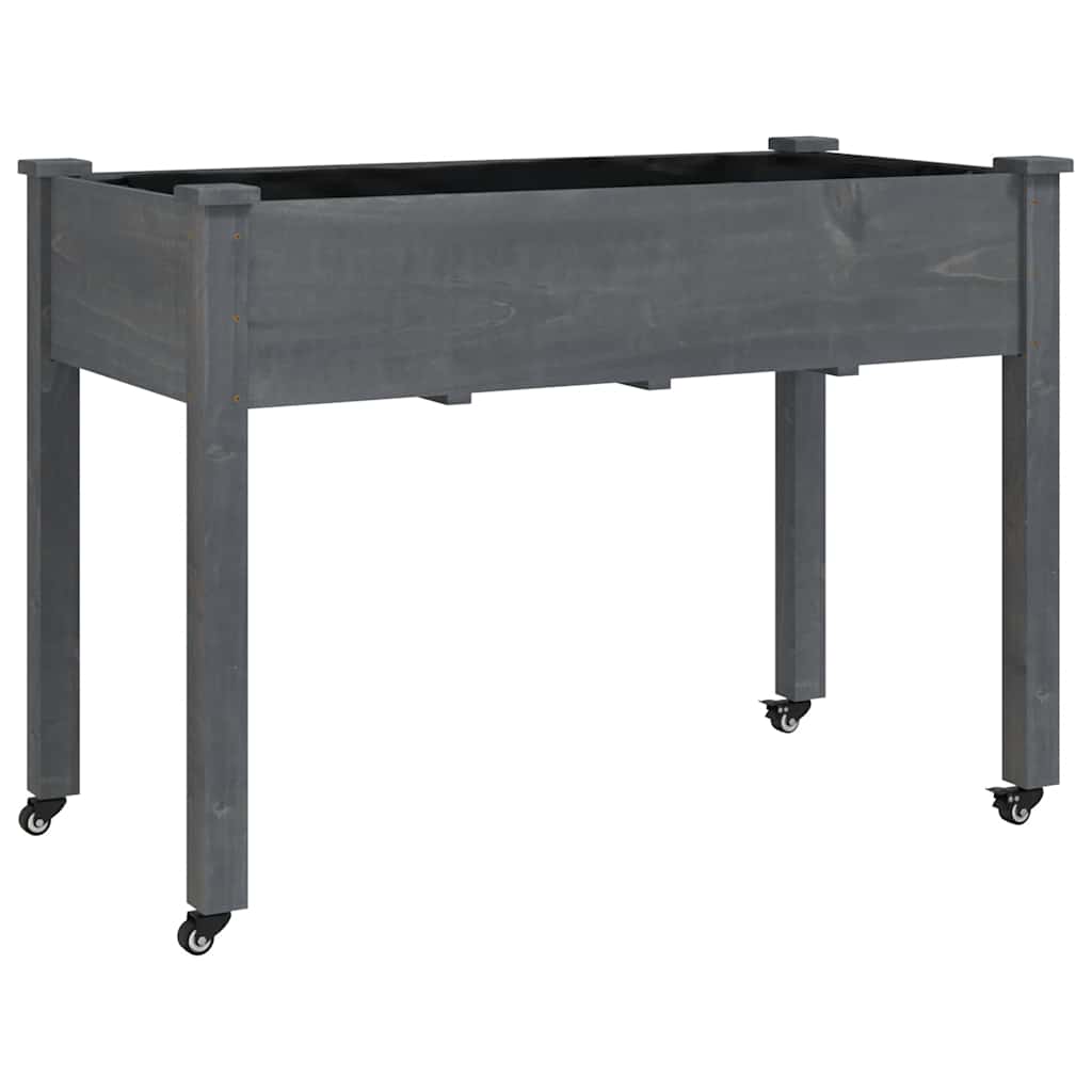 Vidaxl plantenbak op wieltjes 118x59x80 cm massief vurenhout grijs