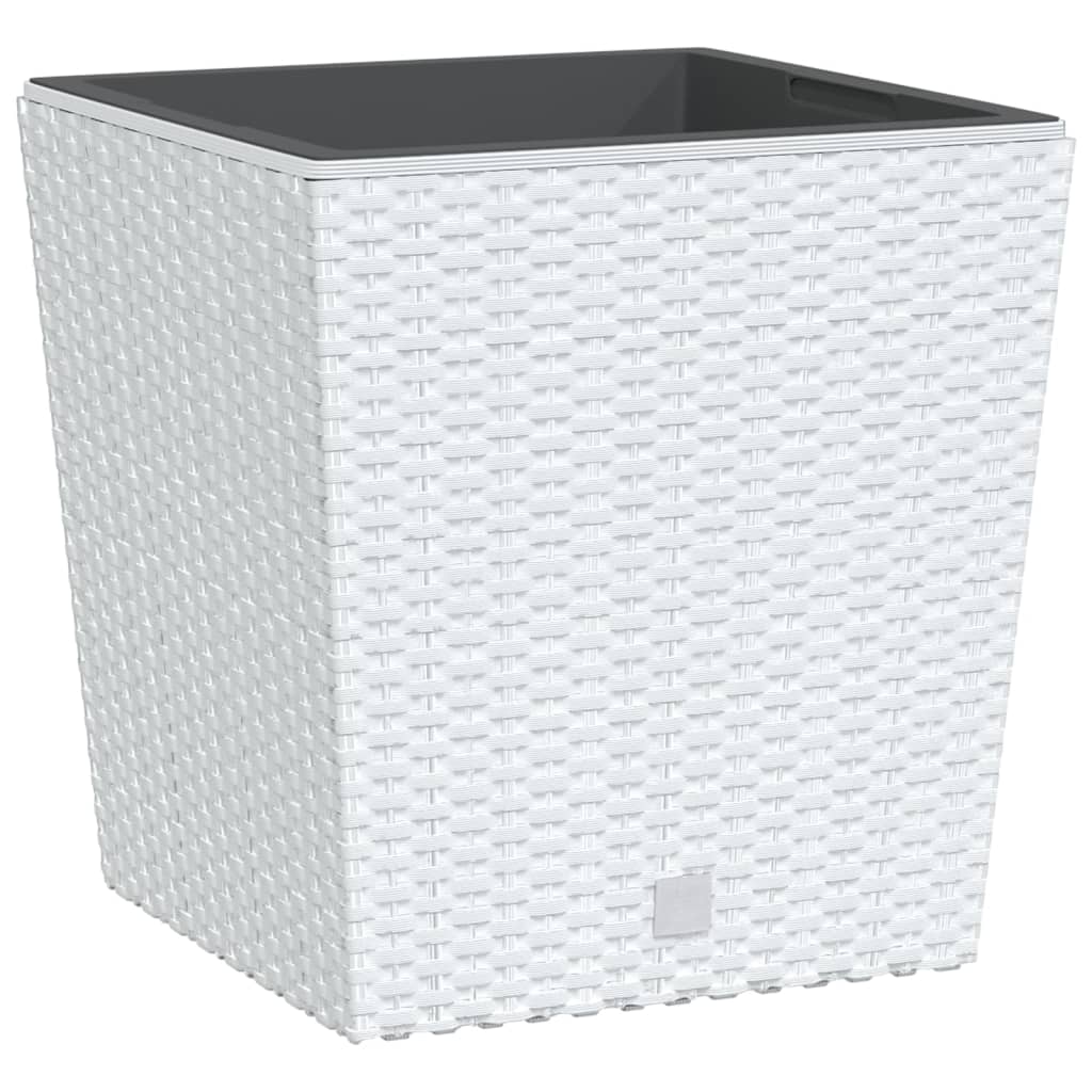 Vidaxxl planter med aftagelig bakke rotting look 21 32 l pp hvid
