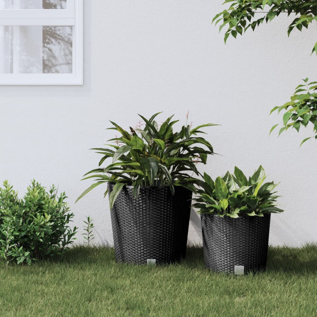 Vidaxl Planter Fjernelig container Rattan Look 35 37,5 L PP Anthracite