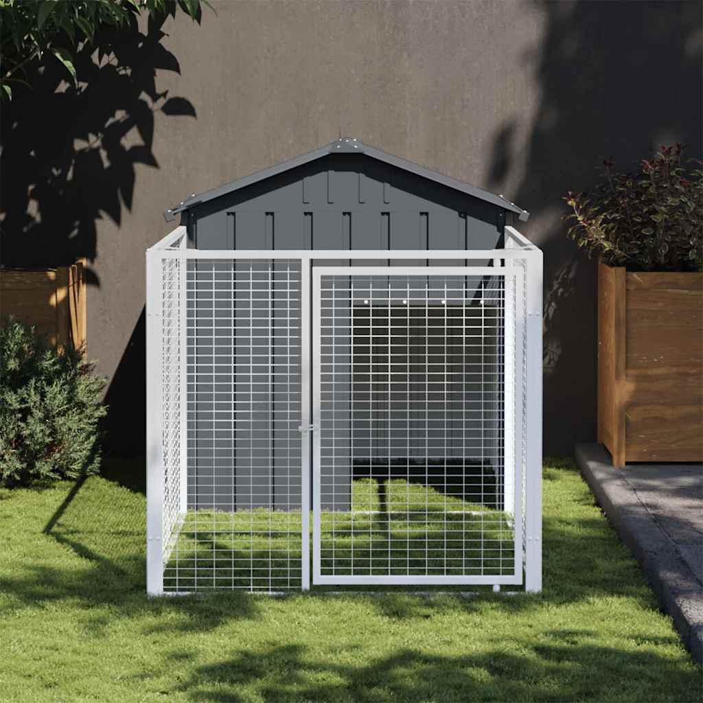 Vidaxxl Doghouse med tag 117x201x123 cm galvaniseret stål antracit