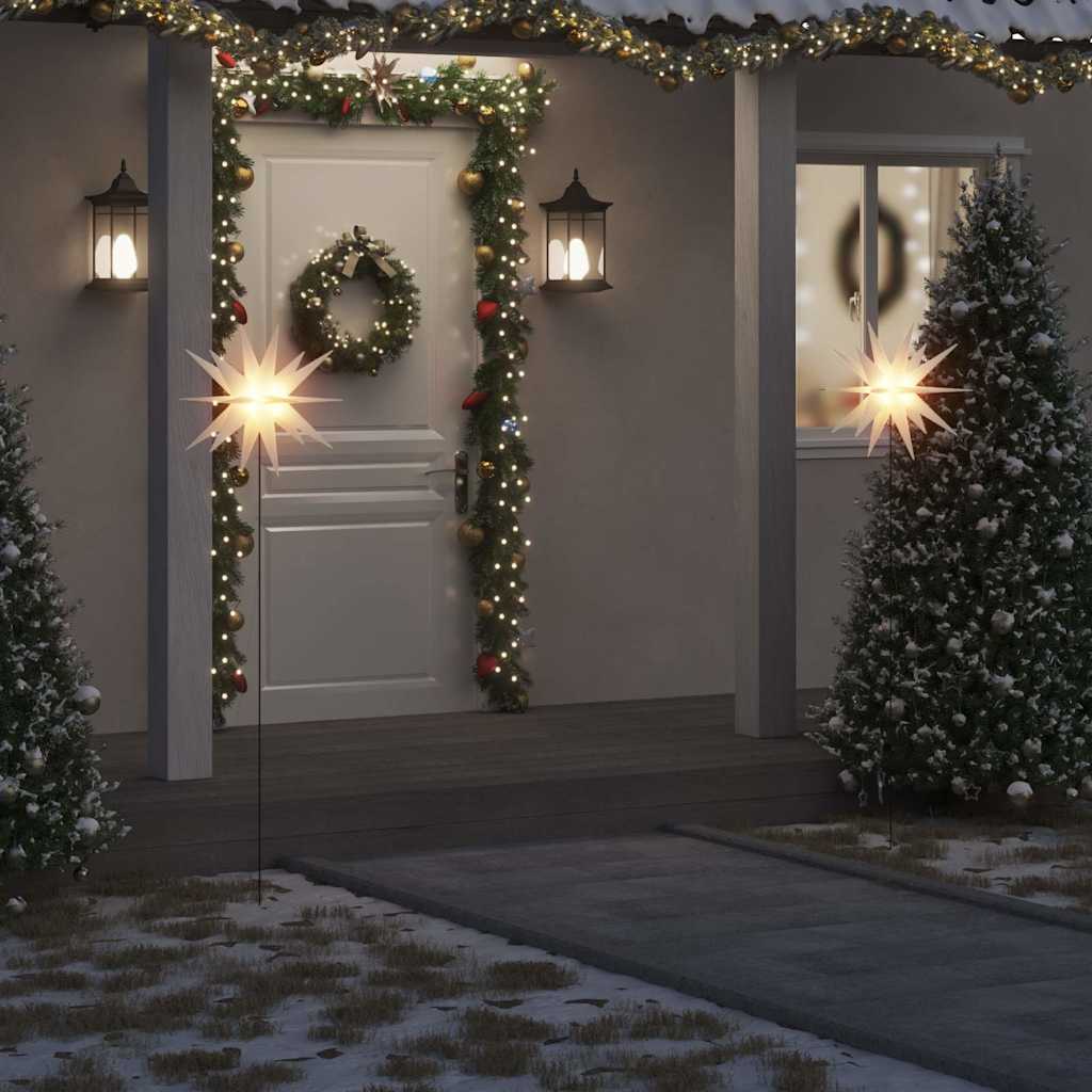 Vidaxl kerstlampen met grondpin en led's 3 st 57 cm wit