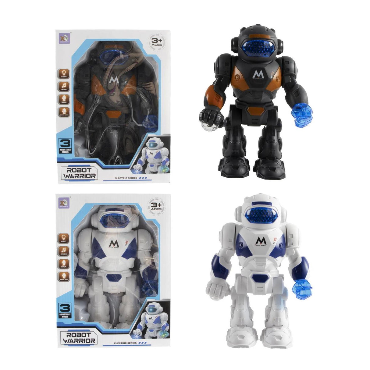 Robot med lys og lyd 21cm 2 assorteret
