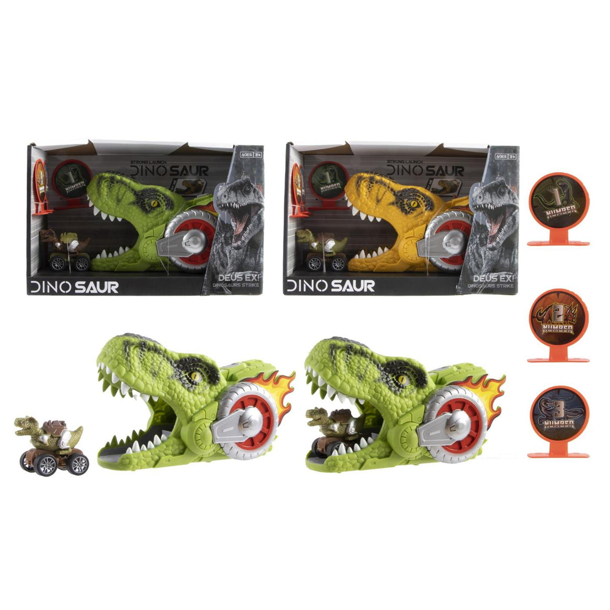 Dino afschietset 5-delig 18,5cm 2 assorti