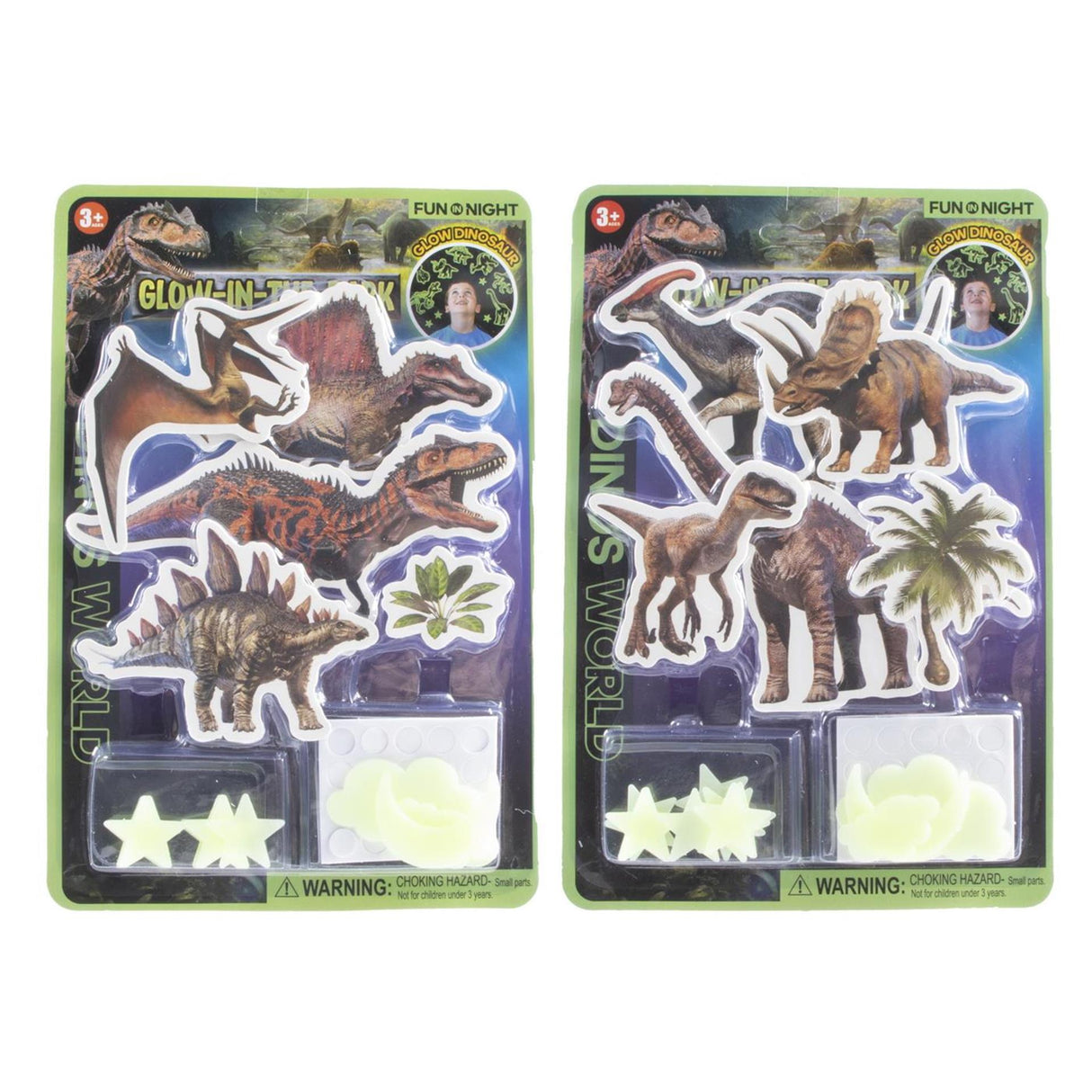 Glow in the dark klistermærker dino 26-dele, 2 assorterede