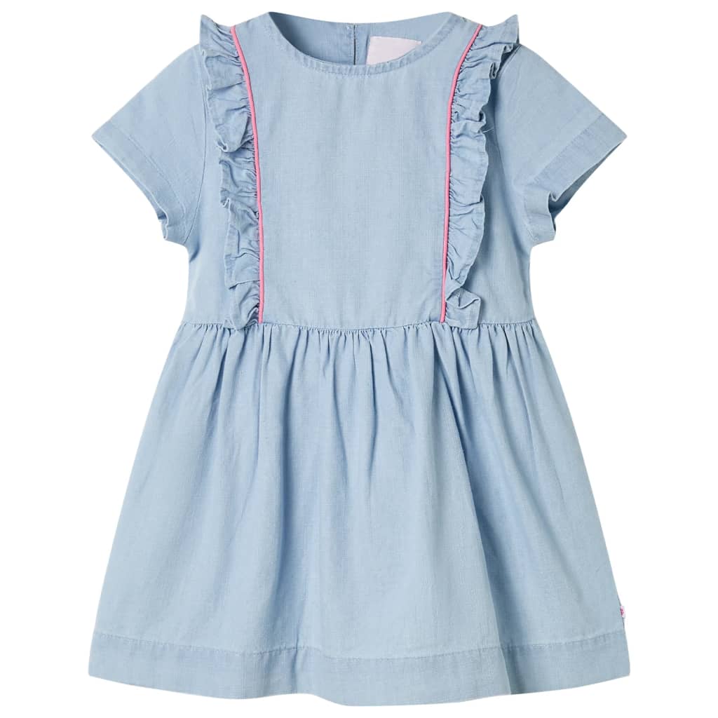Vidaxl Børnekjole med Ruffles 104 Soft Blue