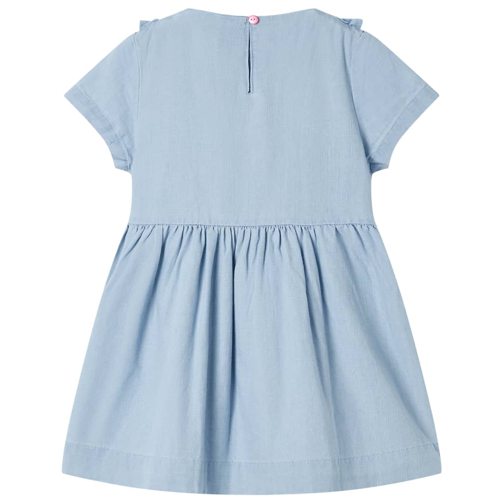 Vidaxl Børnekjole med Ruffles 104 Soft Blue