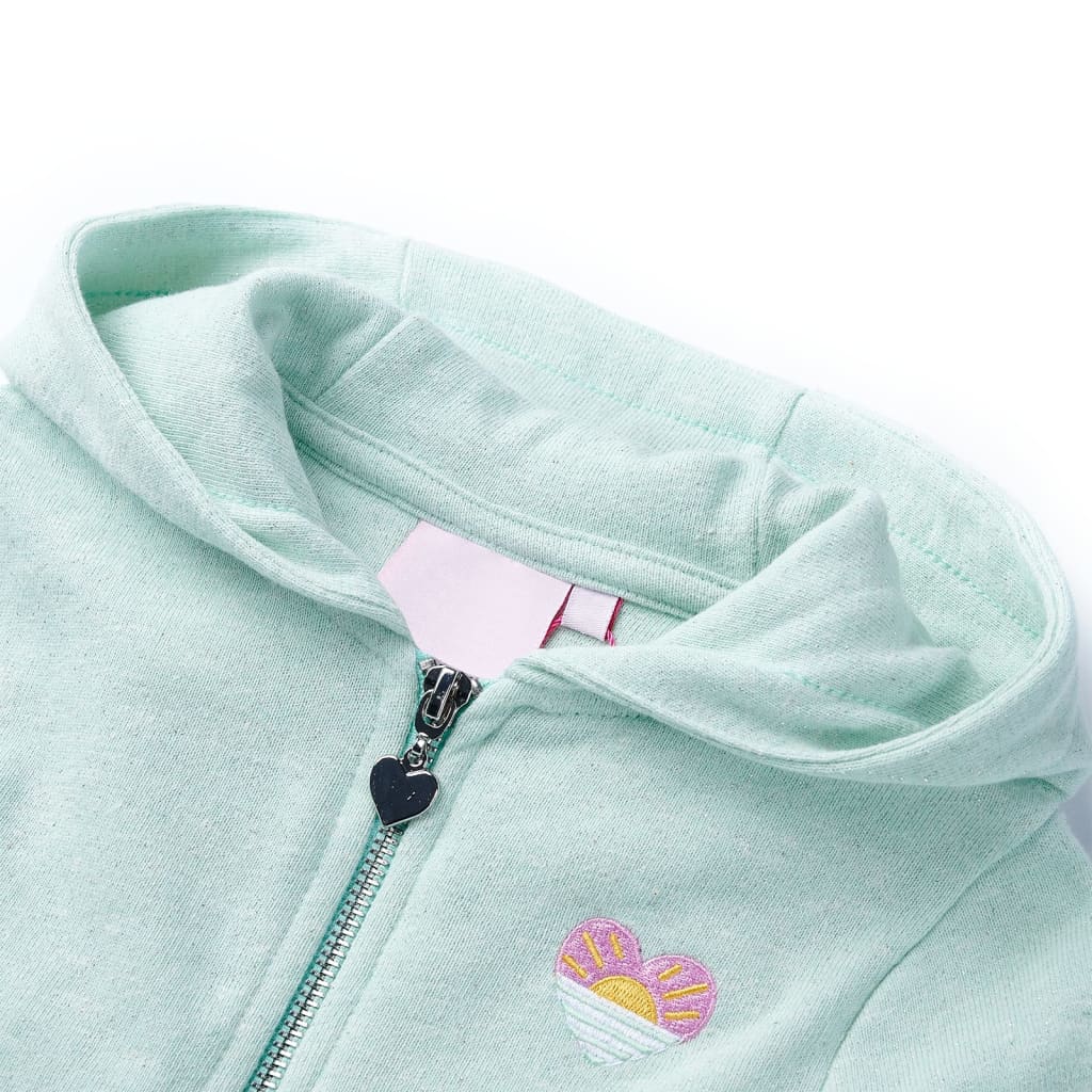 Vidaxl kindervest met capuchon en rits 92 gemengd lichtmint