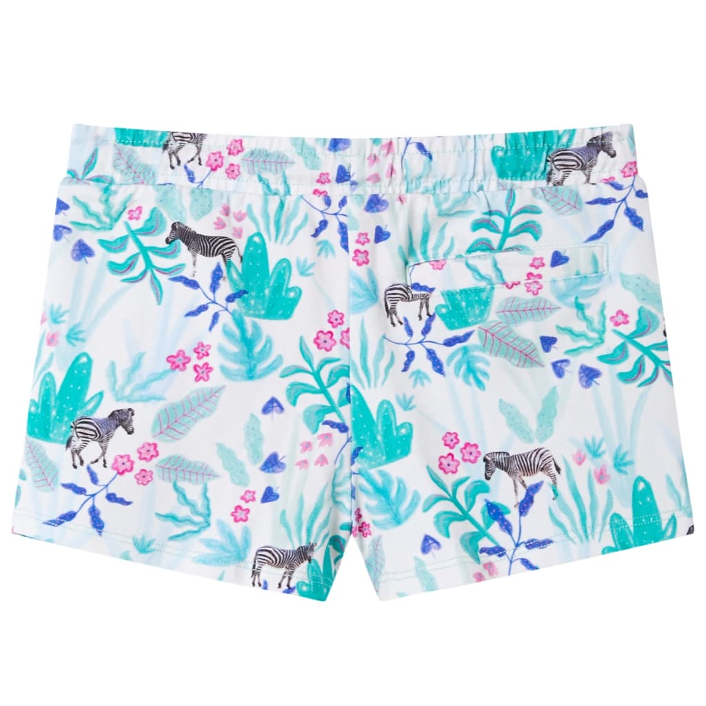 VidaXL børneshorts med snøre 128 ecru og mørk mint
