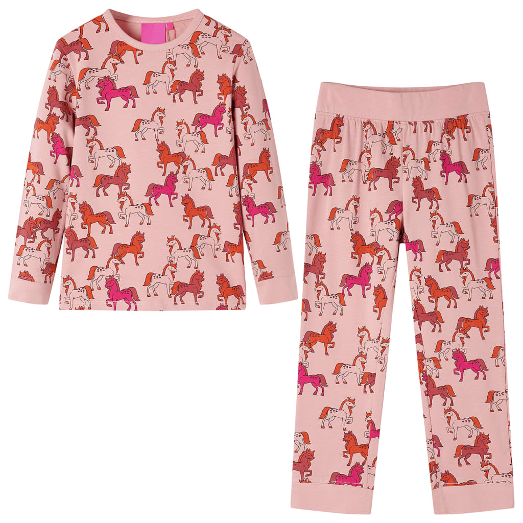 VidaXL Børnepyjamas med lange ærmer 128 lys pink