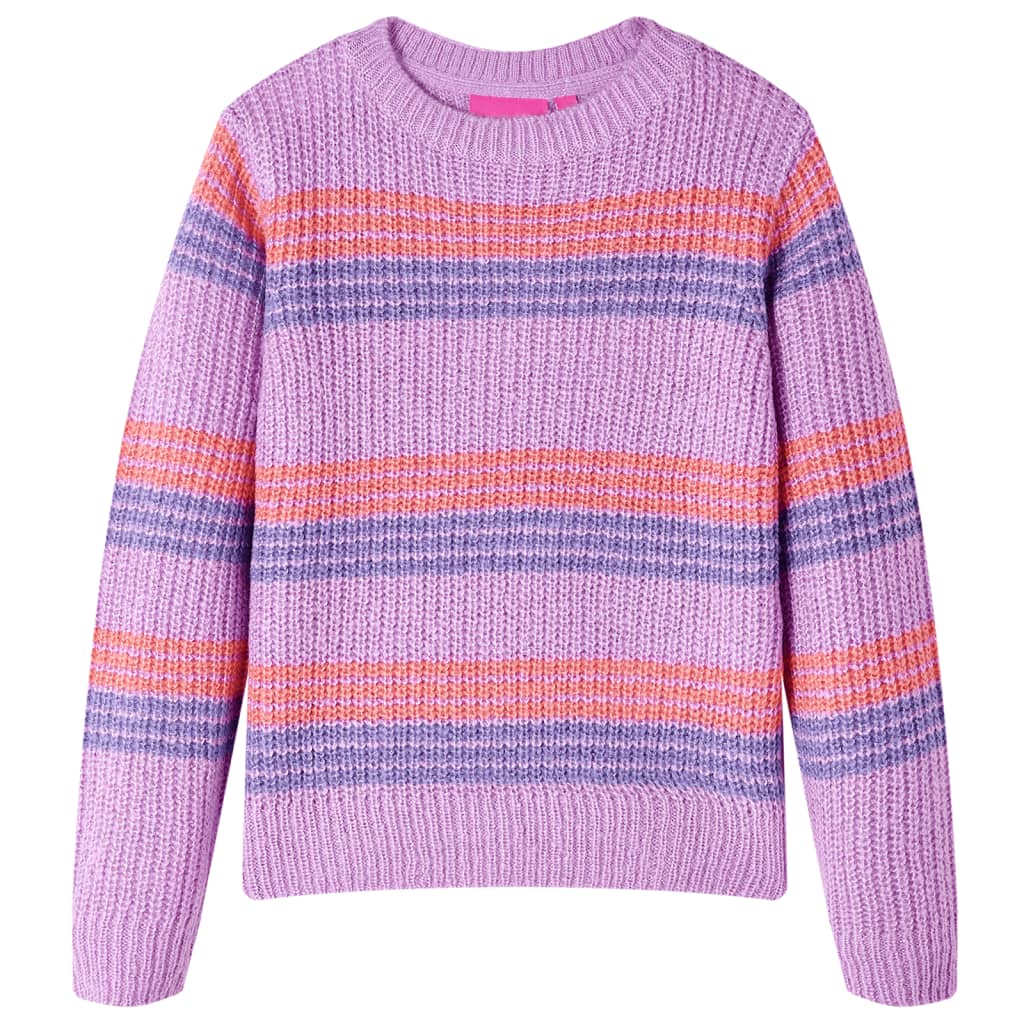 Vidaxl børnetrøje strikket med striber 128 lilla og pink