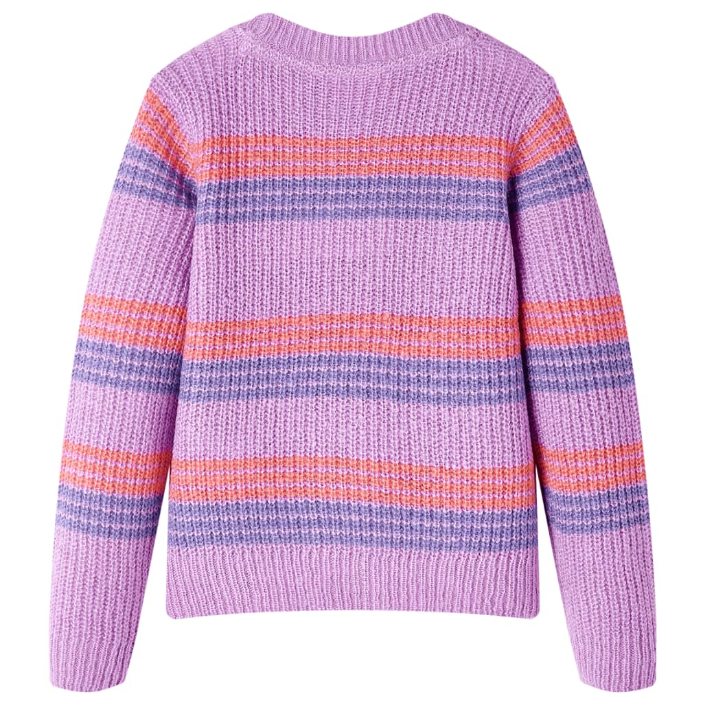 Vidaxl børnetrøje strikket med striber 128 lilla og pink