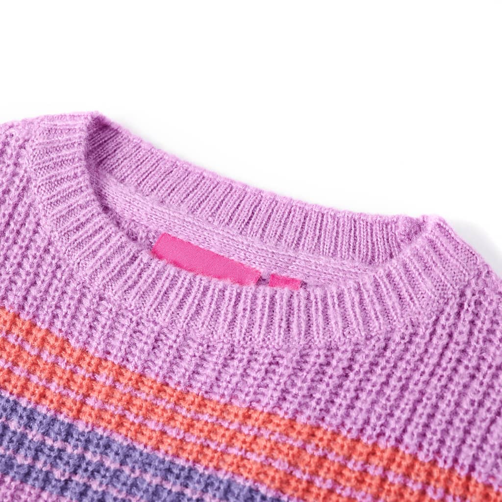 Vidaxl børnetrøje strikket med striber 128 lilla og pink