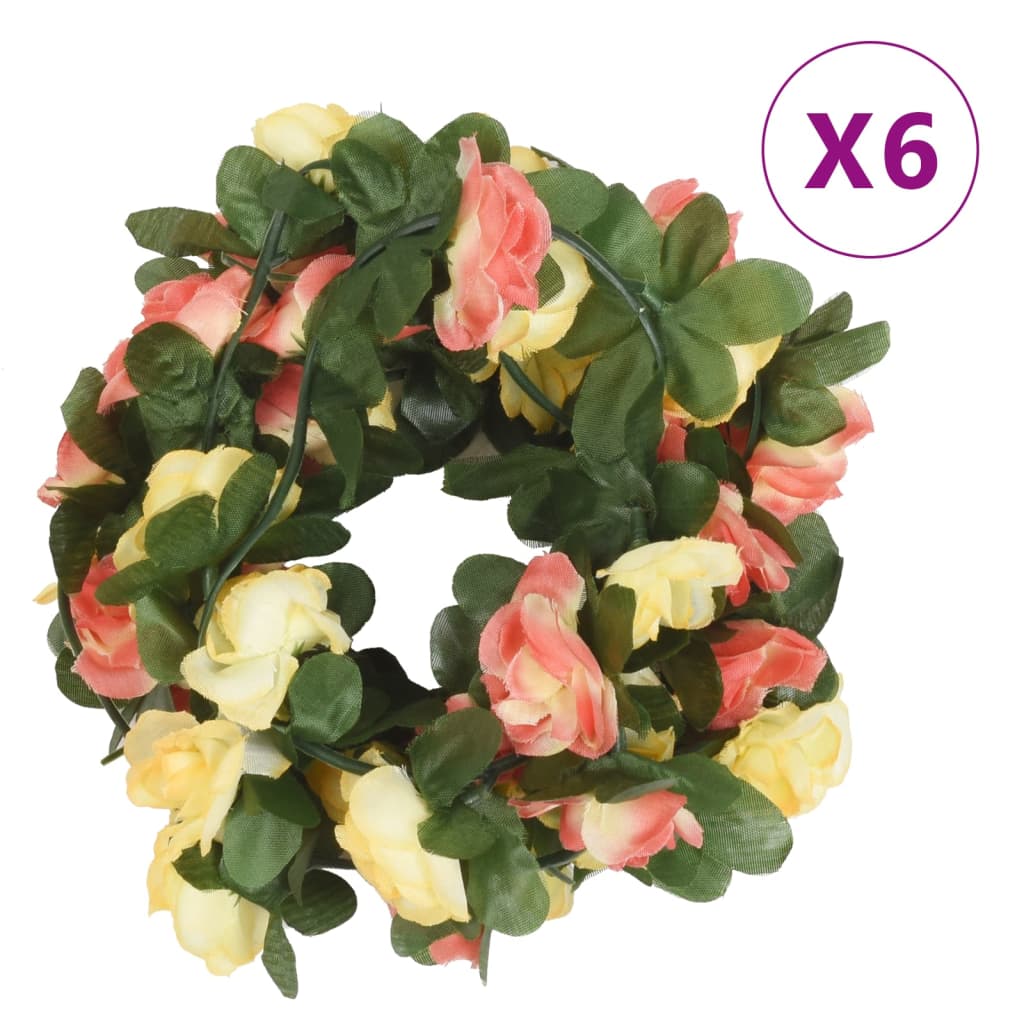 VidaXL blomsterguirlander 6 stk 250 cm forårssolnedgangsrød