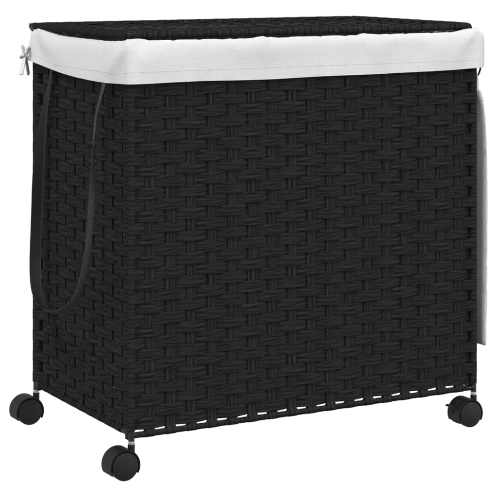 Vidaxl Tøjvaskekurv på hjul 60x35x60,5 cm Rattan Black