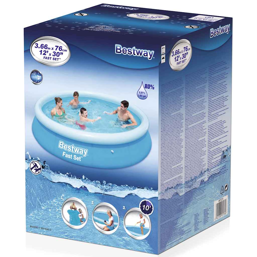Bestway fast set swimmingpool oppustelig rund 366x76 cm 57273