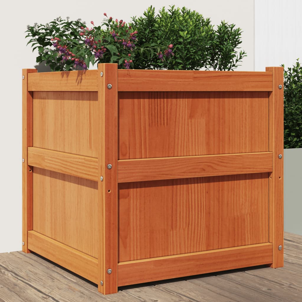 Vidaxx plantekasse 60x60x60 cm massiv fyrretræ, vask brun