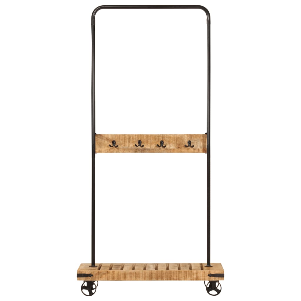 Vidaxx tøjstativ med hjul 90x35x190 cm massivt mangotræ og jern