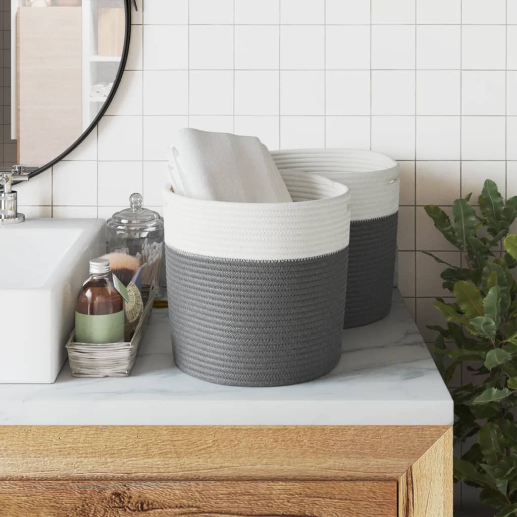 Vidaxx opbevaringskurve 2 stk ø 28x28 cm bomuld grå og hvid
