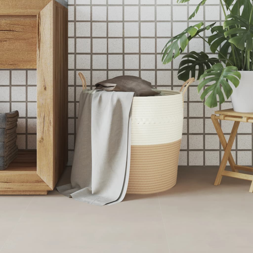 Vidaxx opbevaringskurv ø 43x38 cm bomuld beige og hvid