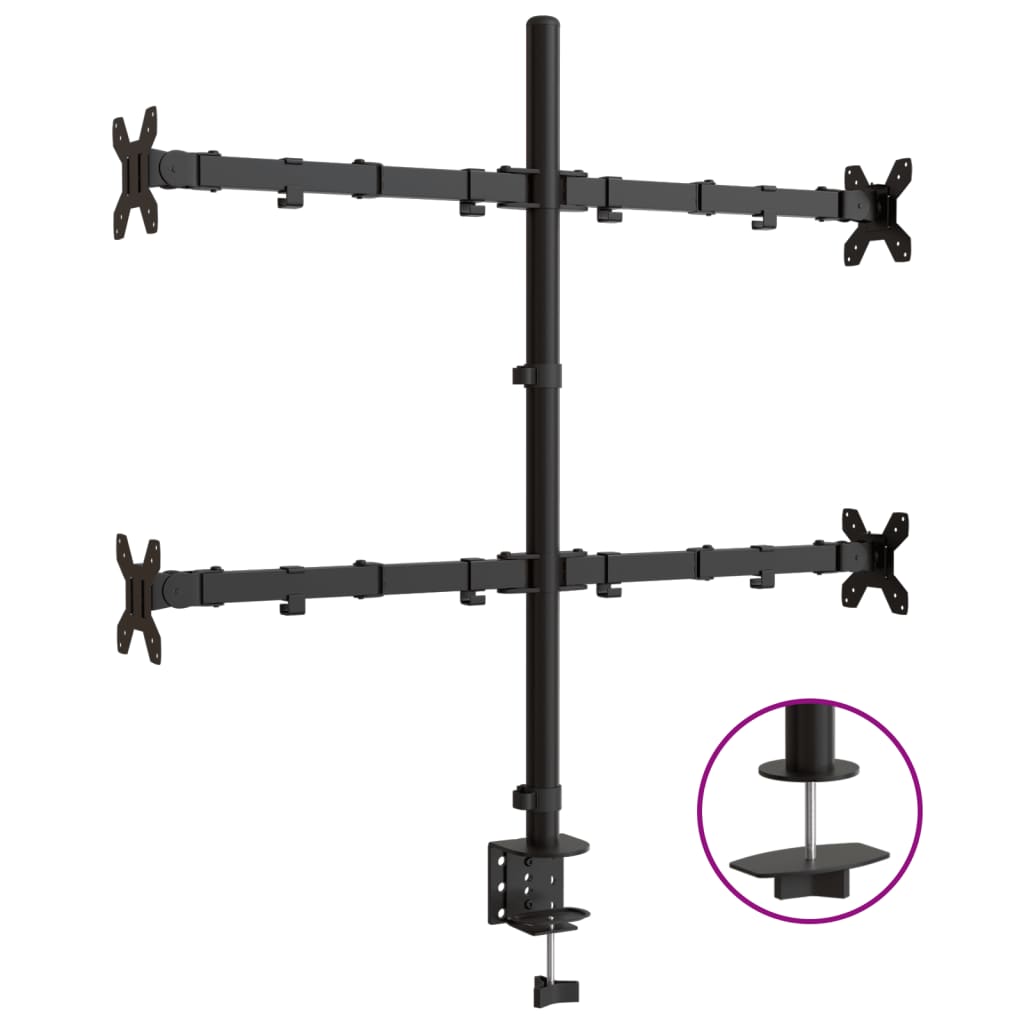 VidaXL skærmbeslag VESA 75 100 mm sort stål