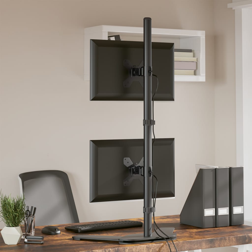 Vidaxl skærmstativ dobbelt VESA 75 100 mm stål sort